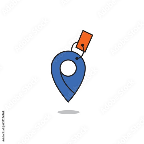 Modern and unique shopping area pin logo design