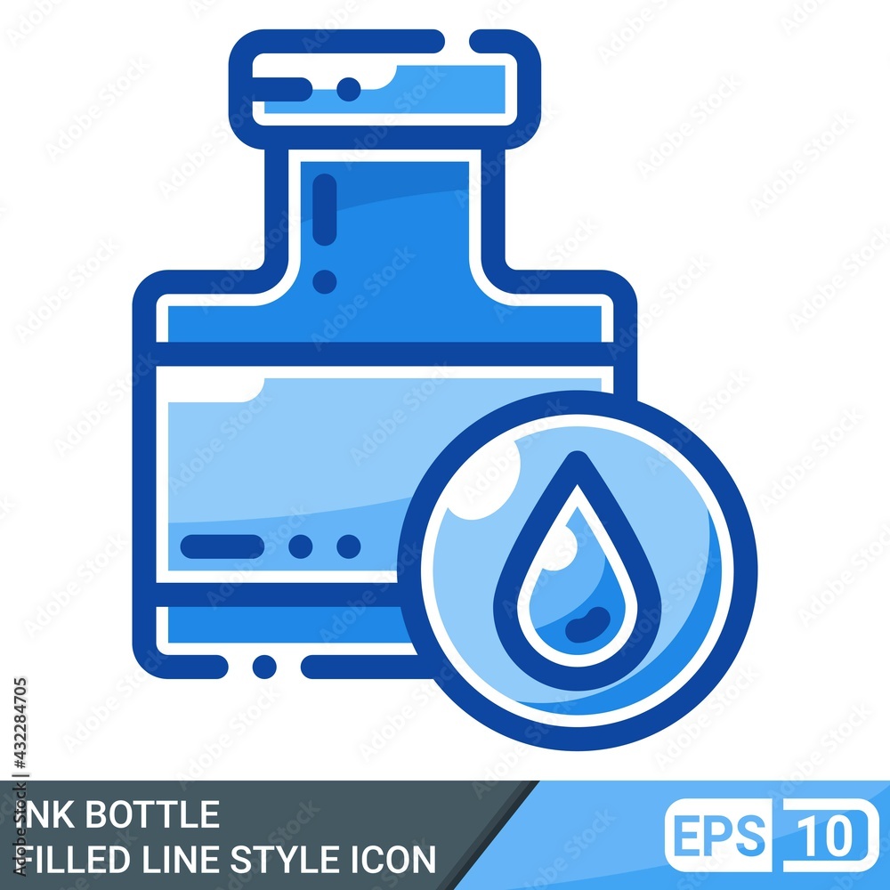 ink bottle icon in filled line style. vector illustration isolated on white background. EPS 10 ink bottle icon in filled line style. vector illustration isolated on white background. EPS 10