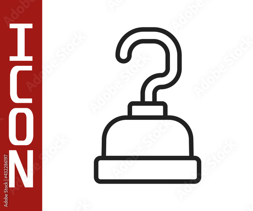 Black line Pirate hook icon isolated on white background. Happy Halloween party. Vector