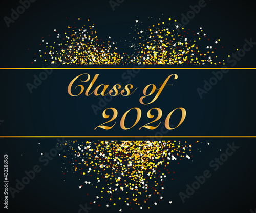 Class of 2021 Graduate Gold Lettering Graduation. Template for graduation design, party, high school or college graduate, yearbook 2021. Vector illustration. Backdrop.