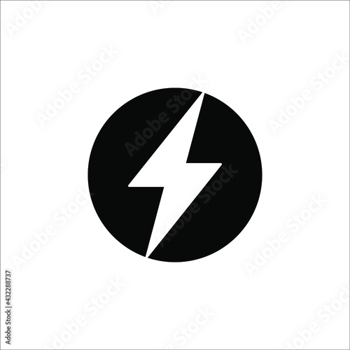 Lightning, electric power vector logo design element. Energy and thunder electricity symbol concept. Lightning bolt sign in the circle on white background.