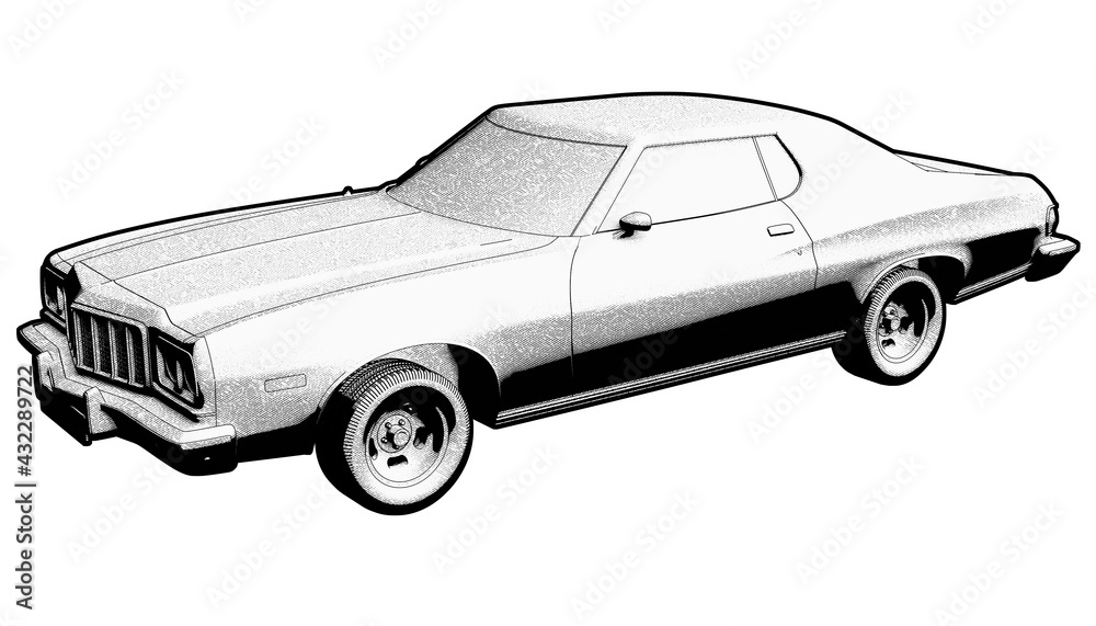 Illustration of a Classic American Muscle Car.