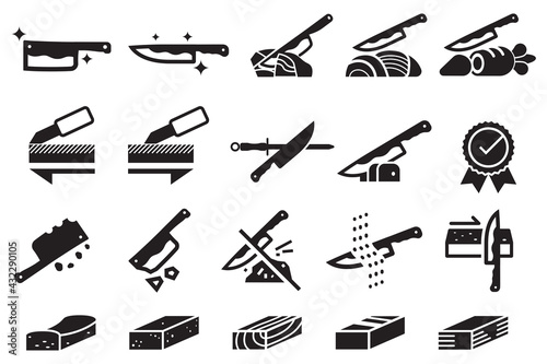 Good knife properties icon. Maintenance of kitchen equipment silhouette style.