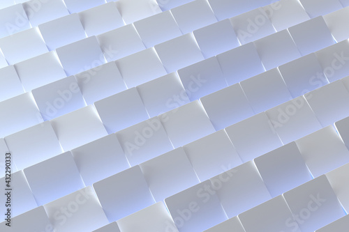 Abstrarct wallpaper background with white rounded rectangles pattern. 3d render.