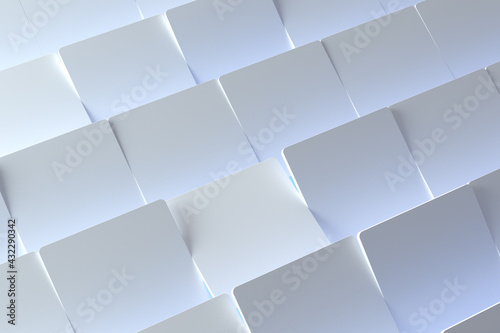 Abstract background concept with white squares pattern. 3d render.