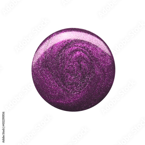 Blot of dark purple circle shaped nail polish isolated on white