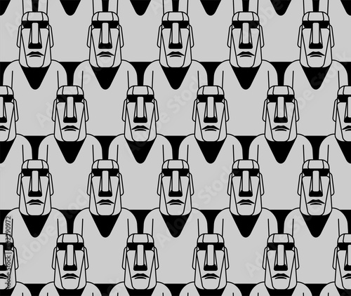 Moai pattern seamless. Easter Island idol background. ancient statues. vector texture photo