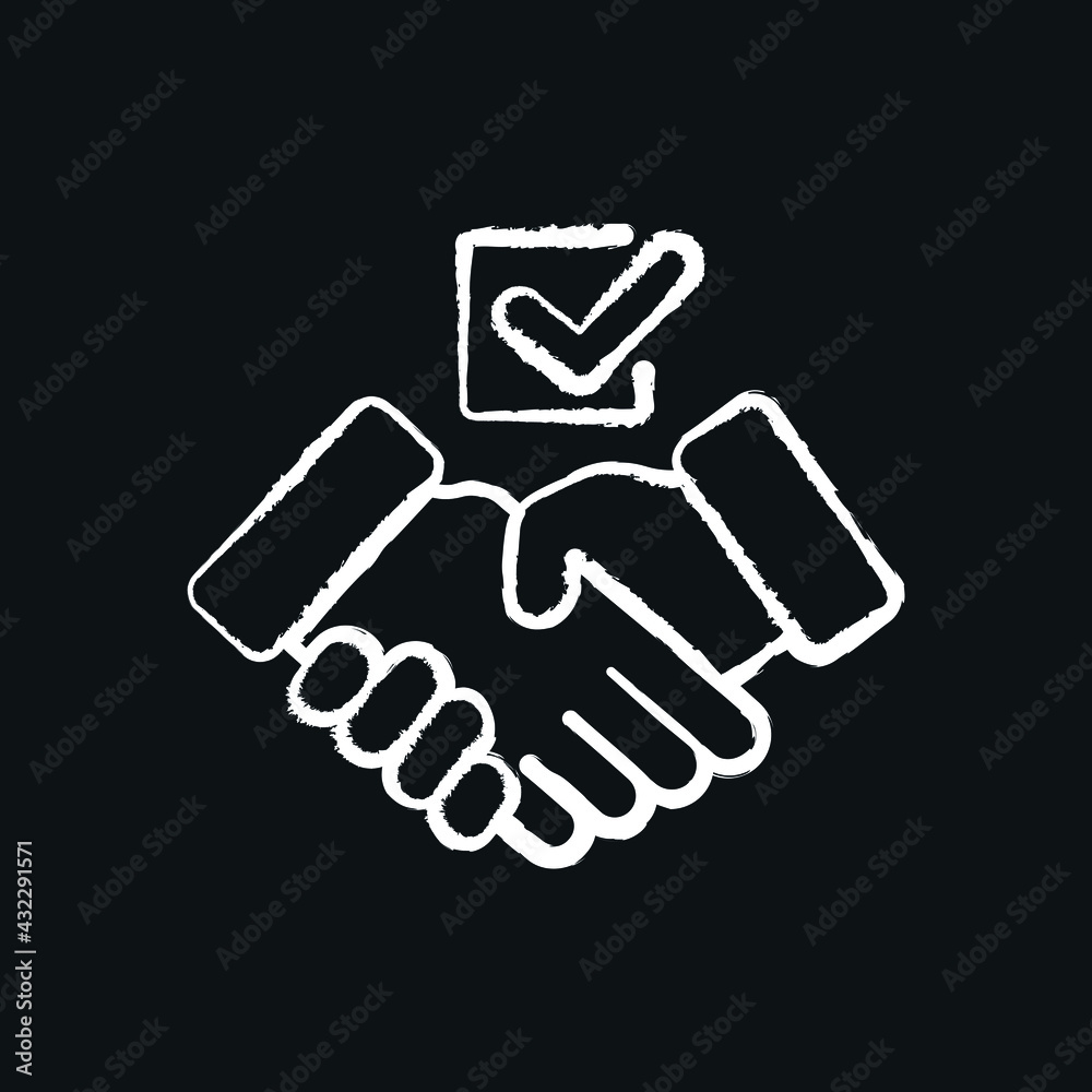 Handshake chalk icon. Voting, poll. Customizable illustration. Vector isolated outline drawing.