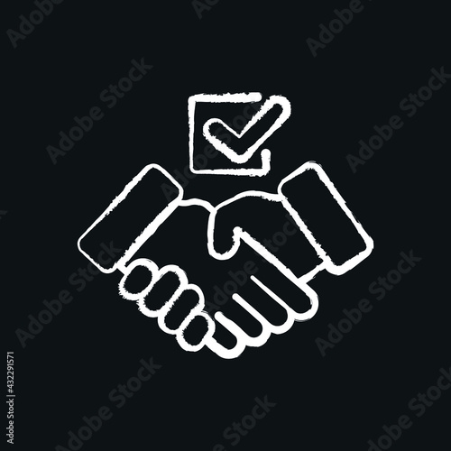 Handshake chalk icon. Voting, poll. Customizable illustration. Vector isolated outline drawing.