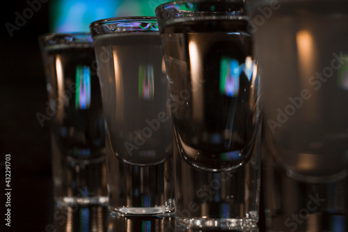 Glasses on the bar counter