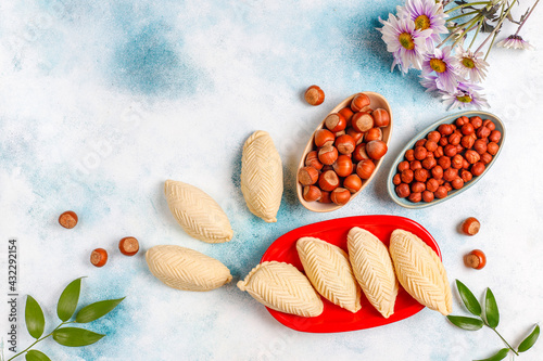 Traditional Azerbaijan holiday Novruz sweets shekerburas. photo