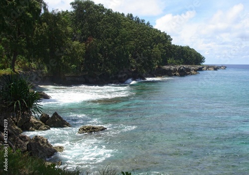 Scenic coastline of Angaur Island, Palau.
