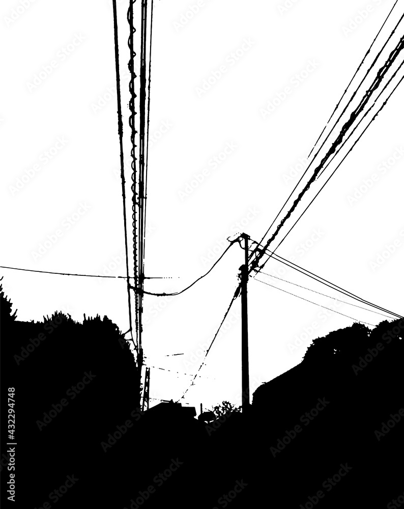 電線の見える街並み 電柱 シルエット Stock Vektorgrafik Adobe Stock