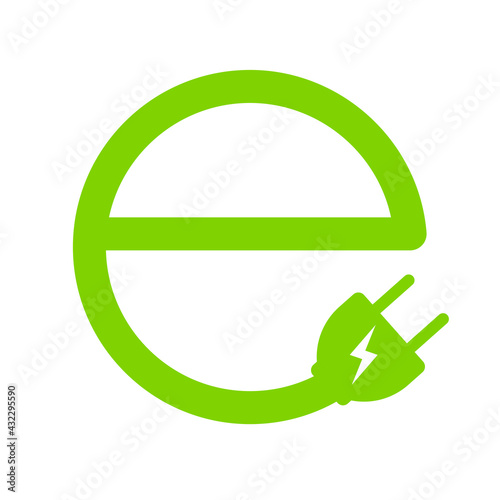 E plug electric icon, Power charging sign, Eco energy concept, Vector illustration