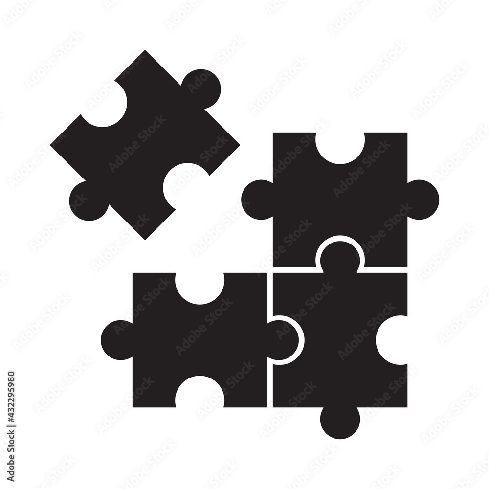 vector black puzzles icon on white background vector black puzzles icon on white background