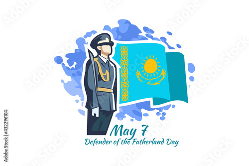 May 7, Defender of the Fatherland Day. Public holidays in Kazakhstan vector illustration. Suitable for greeting card, poster and banner.
