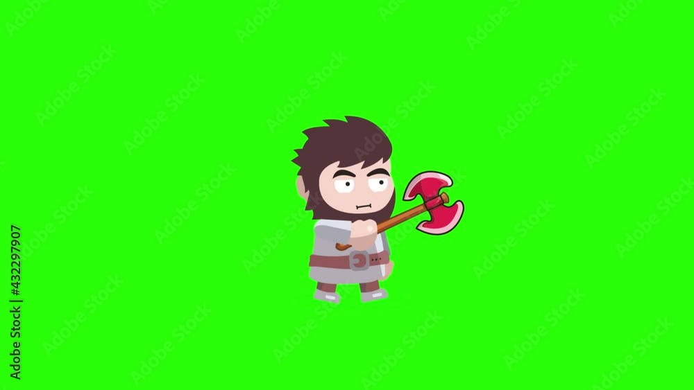 RPG Barbarian warrior in Armor Holding a medieval Axe is Walking and Charging Forward Green Screen RPG Barbarian warrior in Armor Holding a medieval Axe is Walking and Charging Forward Green Screen