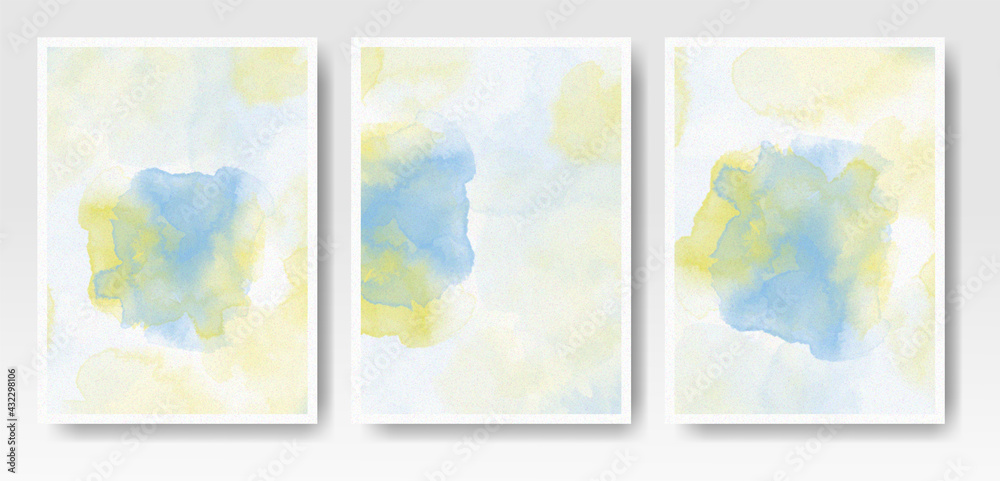 Set of cards with watercolor blots. Set of cards with hand drawn blots element for your design. Design for your date, postcard, banner, logo. Vector illustration.