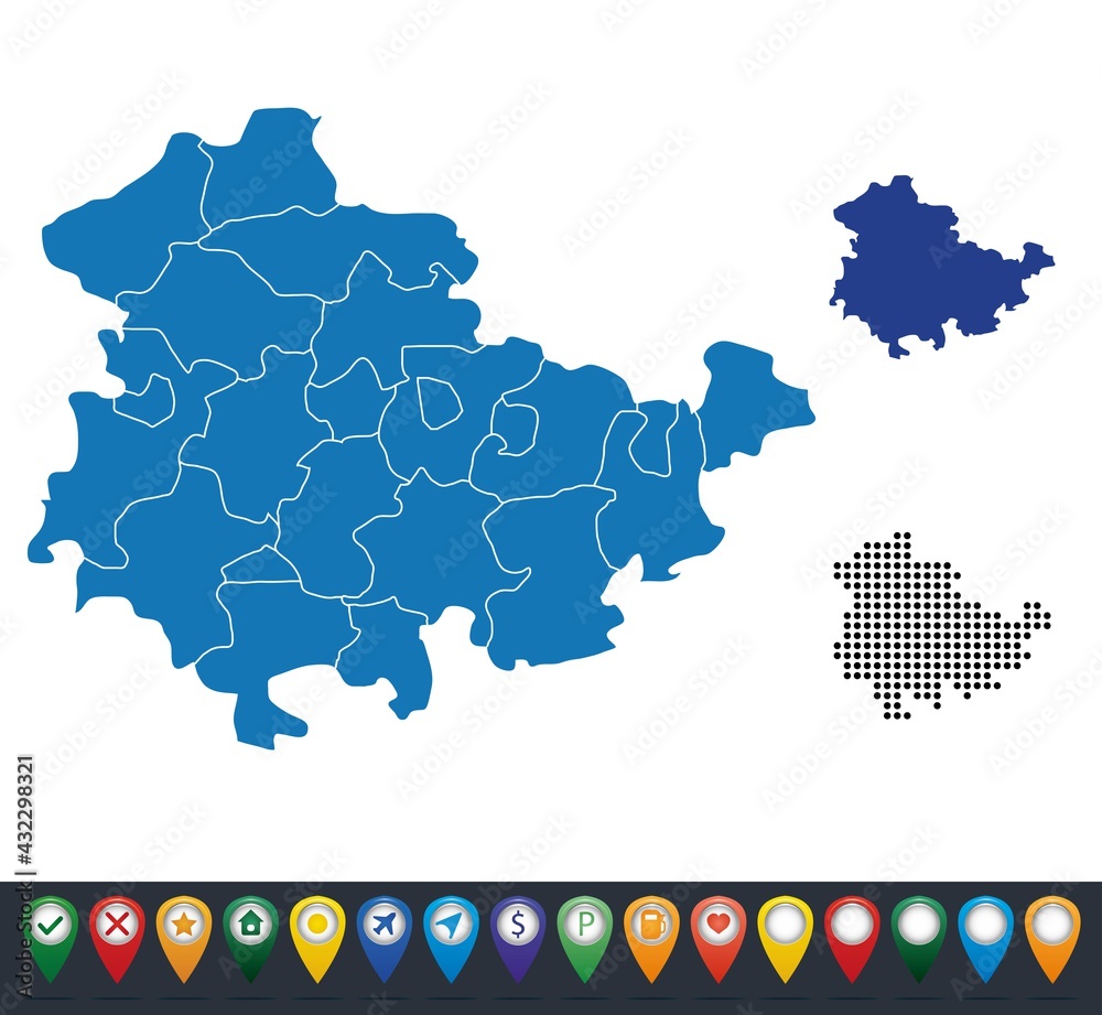 Obraz premium Set maps of Thuringia state