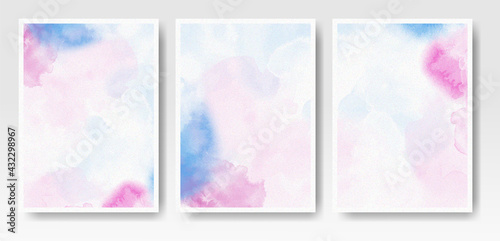 Set of cards with watercolor blots. Set of cards with hand drawn blots element for your design. Design for your date, postcard, banner, logo. Vector illustration.