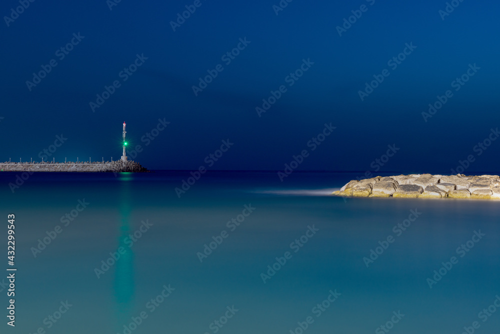 View of dam and lighthouse in Ashkelon city, Israel.