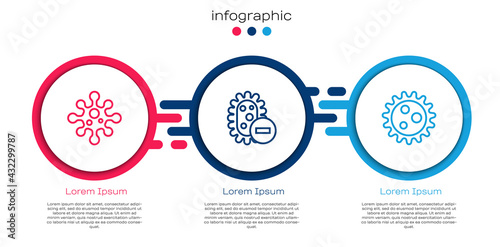 Set line Virus, Negative virus and . Business infographic template. Vector