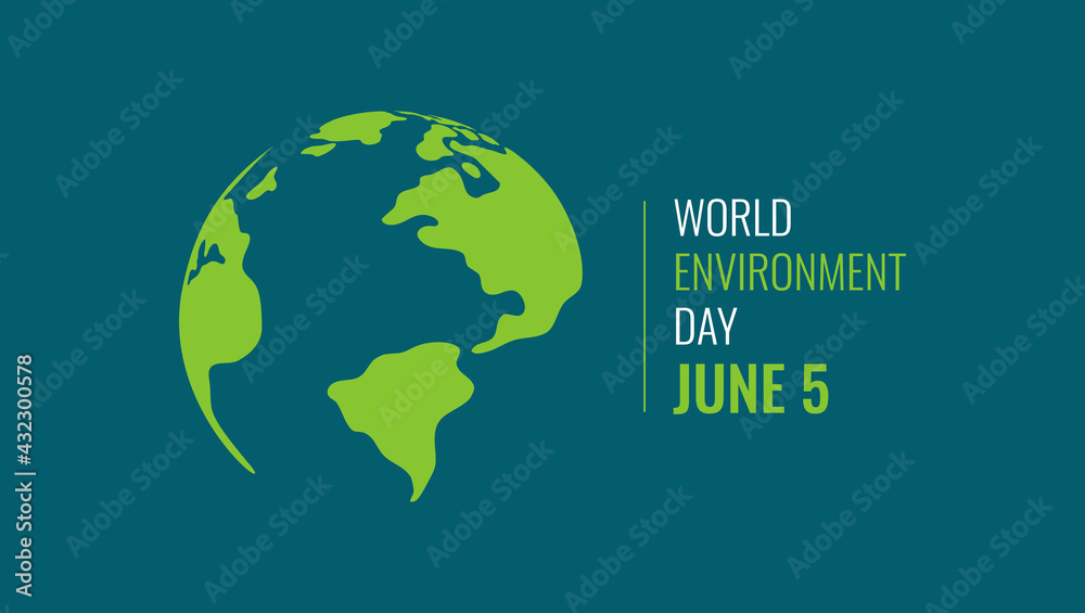 World Environment Day Banner. Eco Concept. Green Planet Earth With Text. Vector illustration