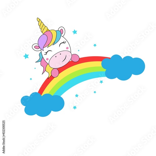 cute colorful unicorn vector illustration 