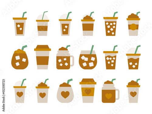Iced coffee cup icon. Flat design coffee mug.