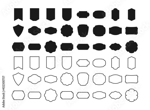 Vintage frame simple black and outline set. Label banner badges background.