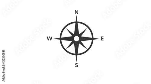 Compass Icon. Vector black and white isolated illustration of a compass
