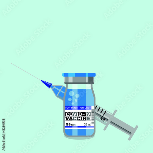 Vaccination against Covid-19. Covid19 coronavirus vaccine vials and immunization syringes.