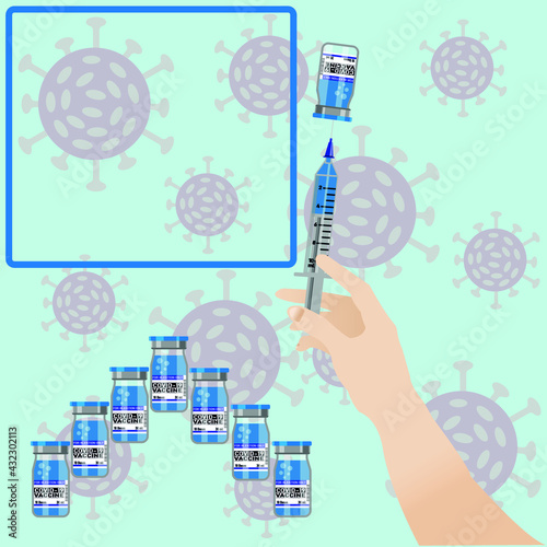 Doctor, nurse, scientist, researcher. Hand holding a syringe with the vaccine Covid-19 2019-ncov. vaccination shot, medicine concept.