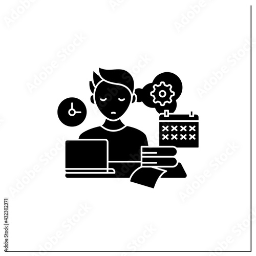Defier procrastinator glyph icon.Avoid new tasks. Finding reasons not complete tasks.Procrastination concept. Filled flat sign. Isolated silhouette vector illustration