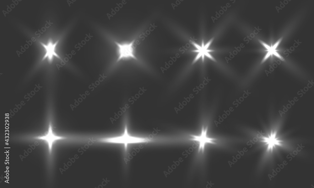 Vector illustration of abstract flare light rays. editable rays on the transparent background