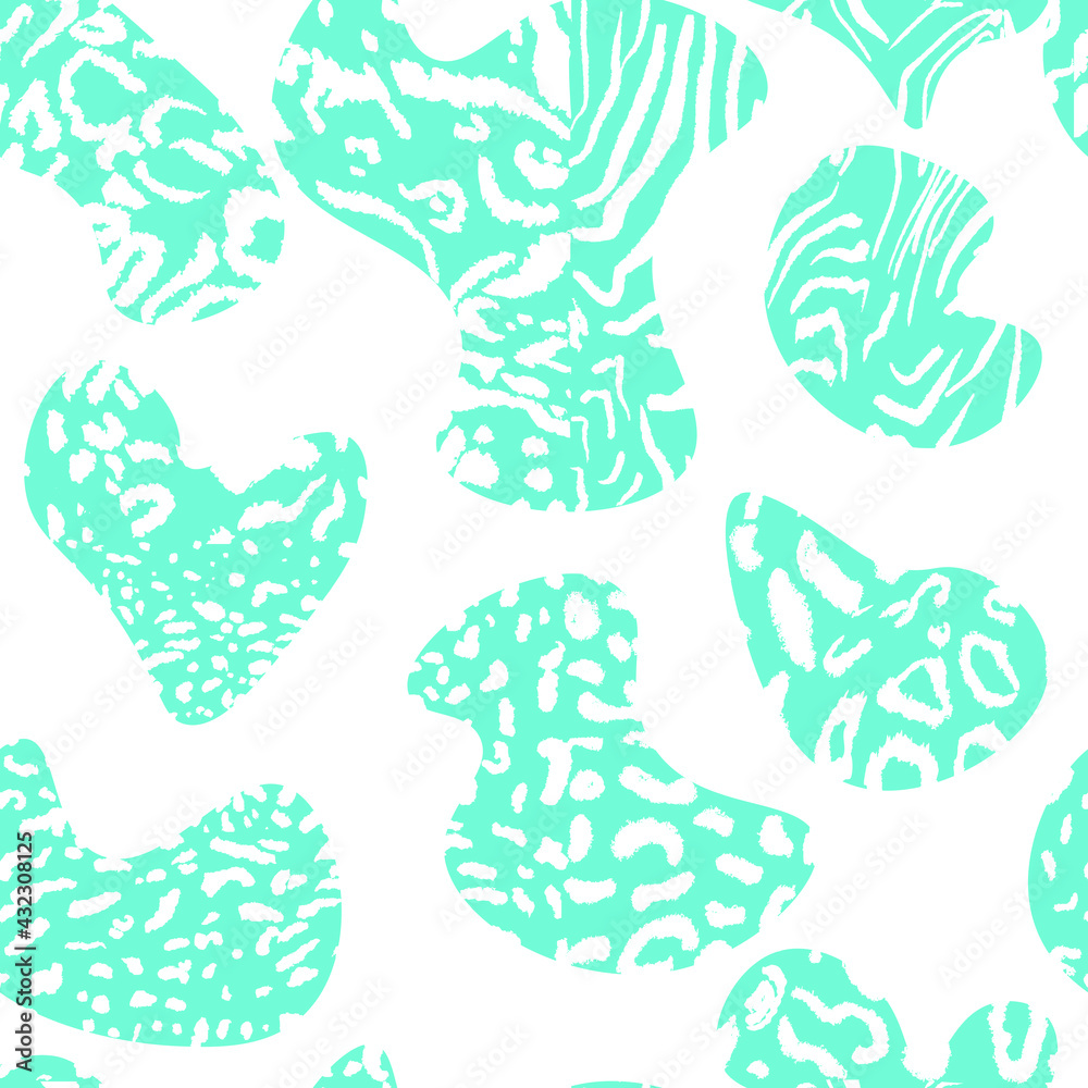 Obraz premium Seamless abstraction illustration. Tiger cheetah texture with African style abstraction for printing packaging, cards, designers, clothes, interior, icon, logo