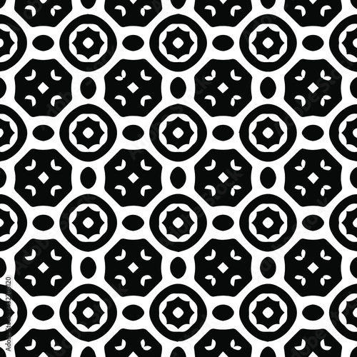  Geometric vector pattern with Black and white colors. Seamless abstract ornament for wallpapers and backgrounds.