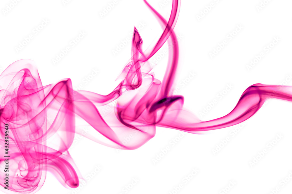 swirling movement of pink smoke group, abstract line Isolated on white background