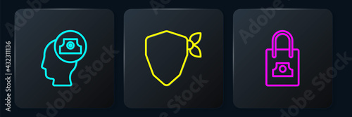 Set line Spray can nozzle cap, and Vandal. Black square button. Vector