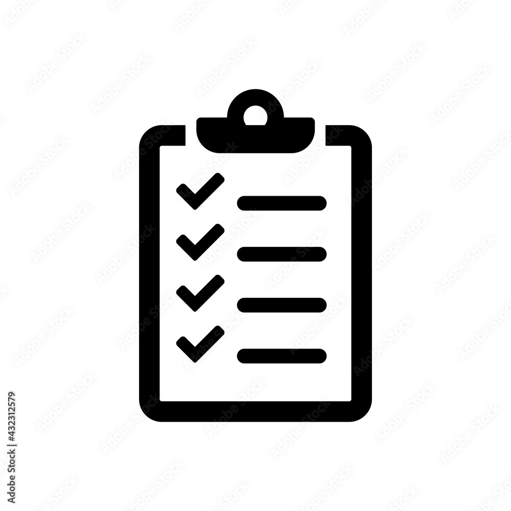 Checklist icon. Flat icon, isolated on white background. Vector Illustration EPS 10 Checklist icon. Flat icon, isolated on white background. Vector Illustration EPS 10