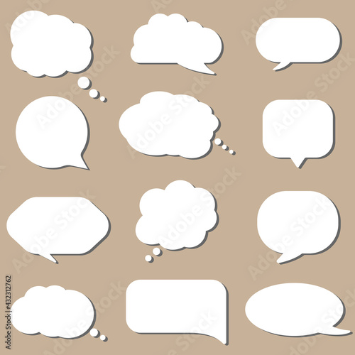 Set of speech bubble. Different shape of empty balloons for talk on isolated background. Dialog box icon, message template on isolated background. Vector illustration