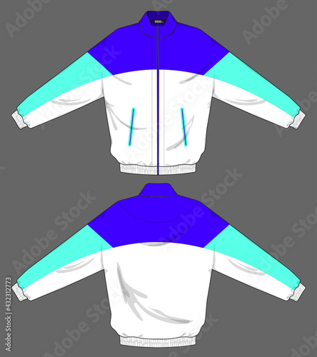 retro vintage windbreaker hoodie jacket template