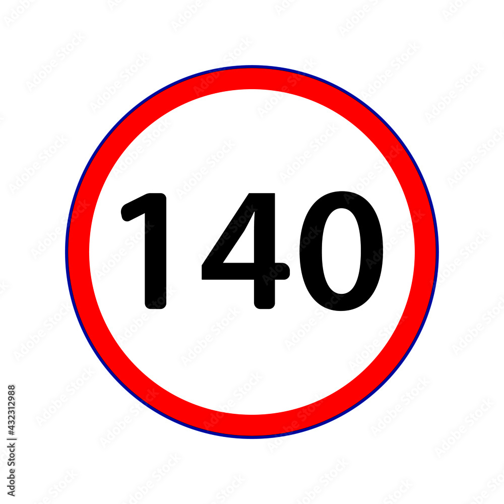 Traffic symbol showing the maximum speed limit of 140 KM. Vector design EPS 10 Traffic symbol showing the maximum speed limit of 140 KM. Vector design EPS 10