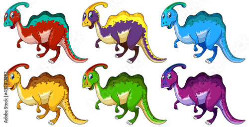 Set of Parasaurus dinosaur cartoon character photo