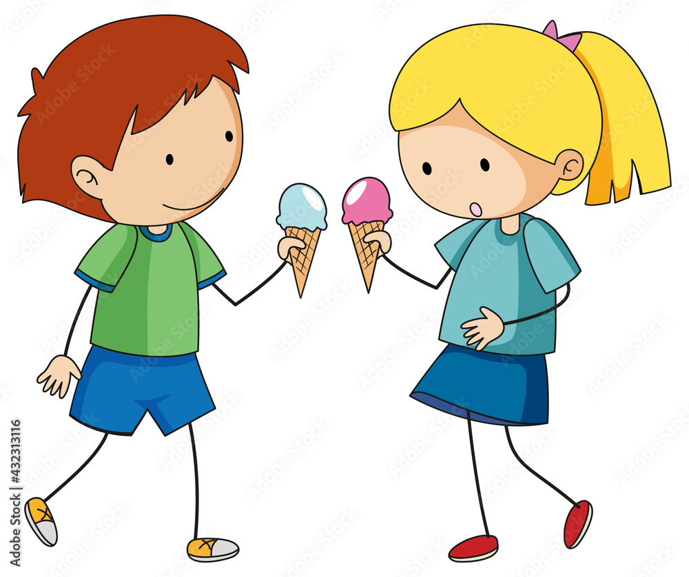Cute boy holding ice cream cone isolated Cute boy holding ice cream cone isolated