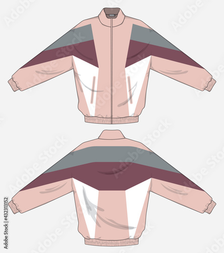 retro vintage windbreaker hoodie jacket template