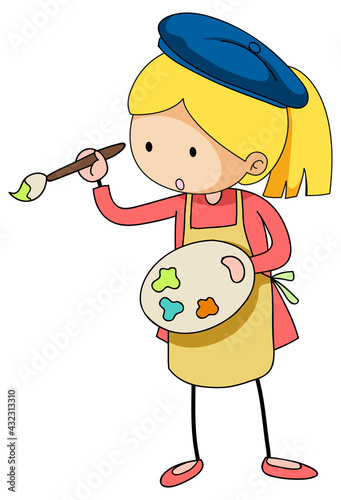 An artist girl cartoon character