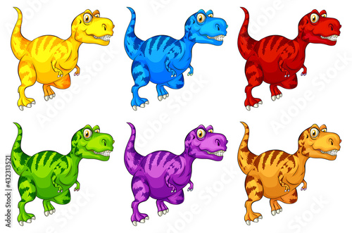 Fototapeta Naklejka Na Ścianę i Meble -  Set of Raptorex dinosaur cartoon character