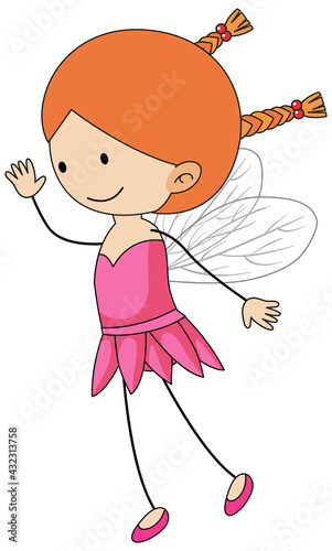 Simple cartoon character of a little fairy isolated