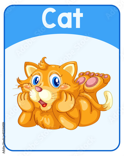 Educational English word card of cat